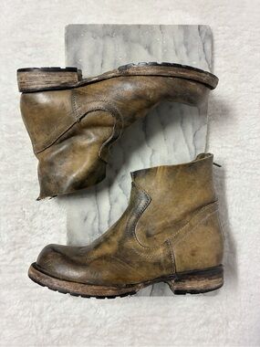 Freebird By Steven Hatchet Moto Biker Ankle Booties Rare Leather Size 7